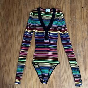Topshop unique striped knit bodysuit